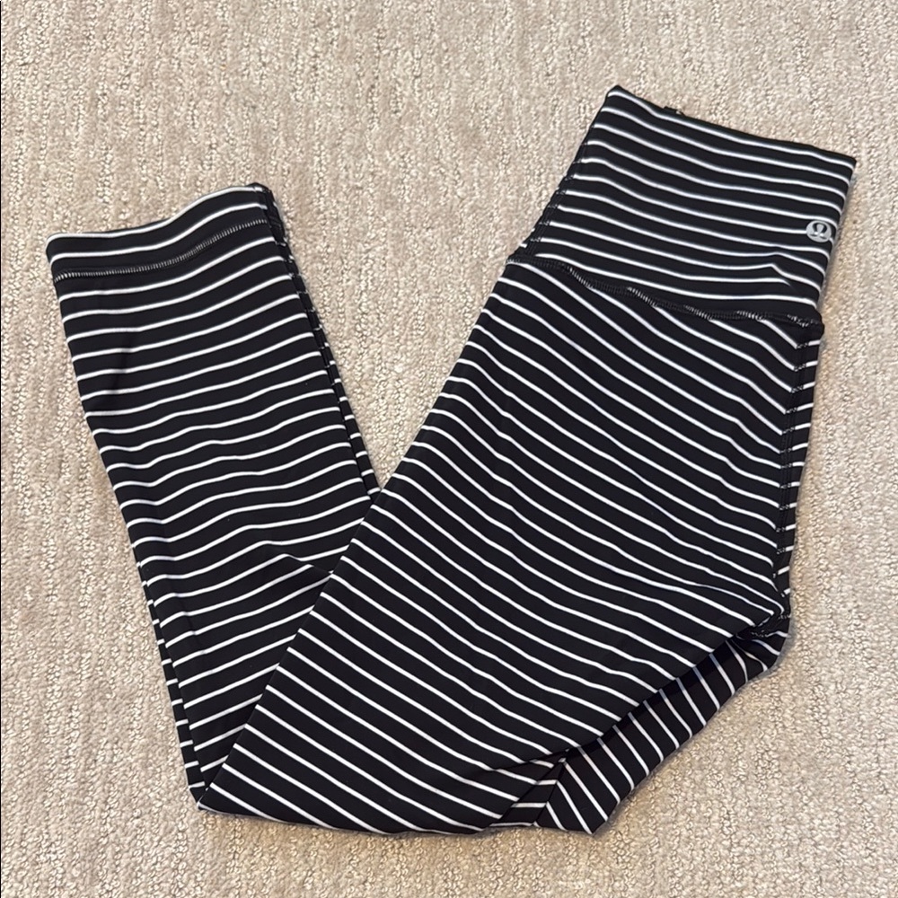 Lululemon Black and White Striped Leggings